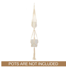 Load image into Gallery viewer, Macrame Hanging Double Pot Holder Twist White (140cm)